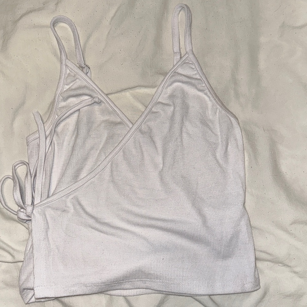 White wrap crop top